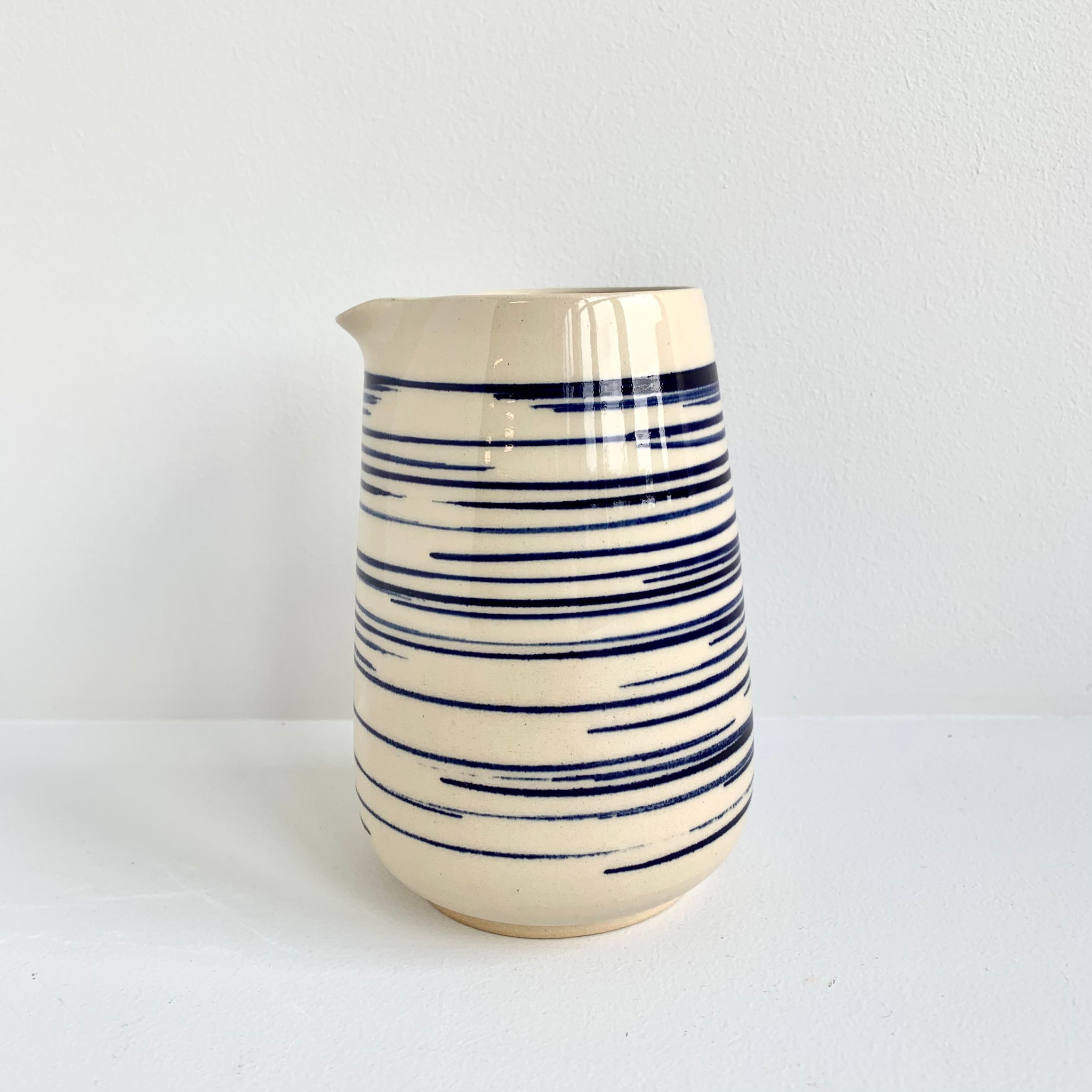 Milk Jug, Blue Pinstripe